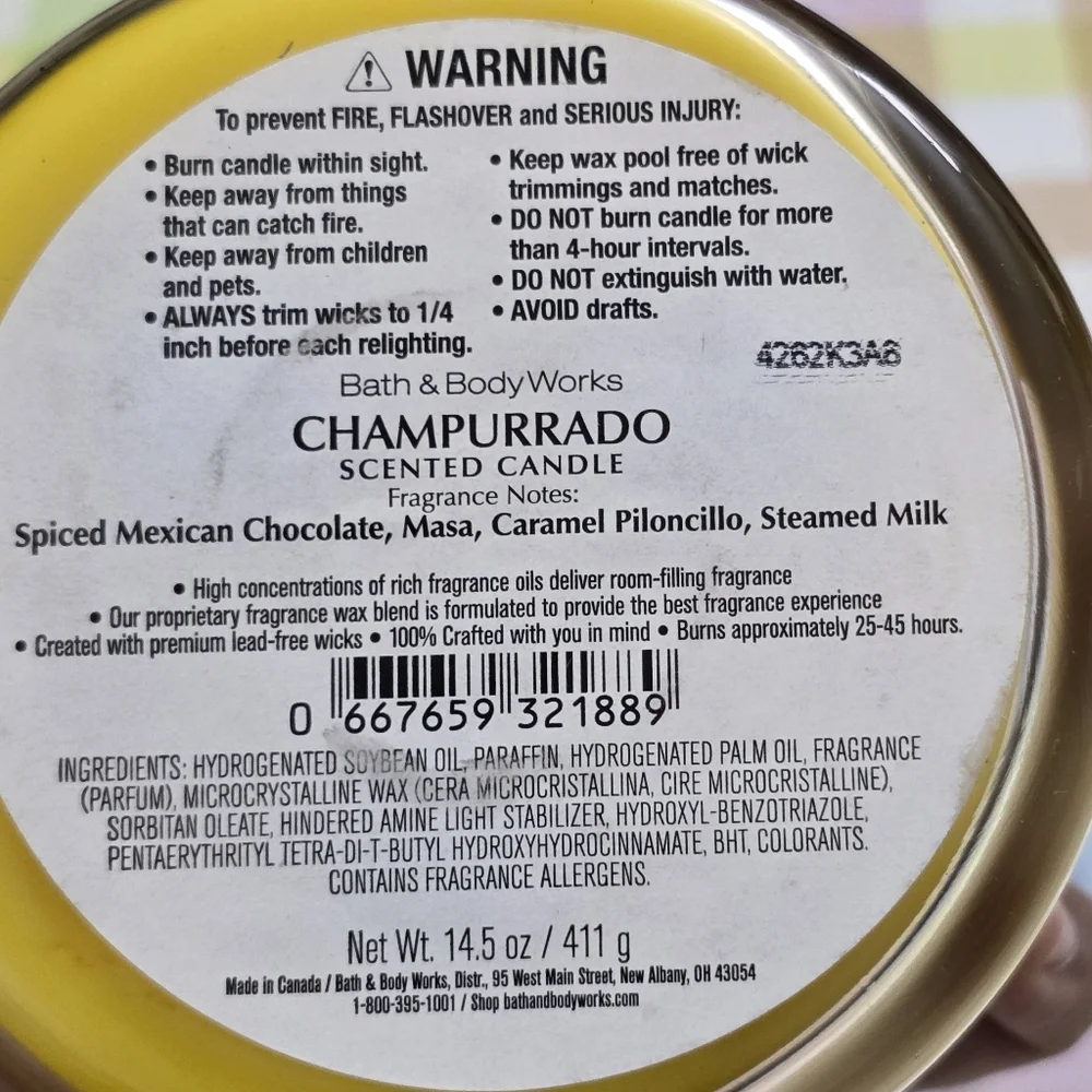 Bath & Body Works Yellow Feliz Navidad Champurrado Holiday Candle NEW RARE